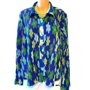 Black History Month Floral Pleated Casual Button Up Shirt Top Women Plus XXL